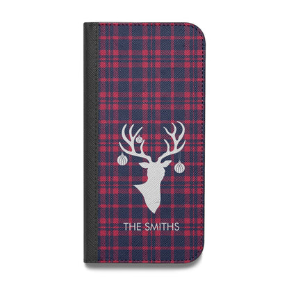Tartan Stag Personalised Family Name Vegan Leather Flip Samsung Case