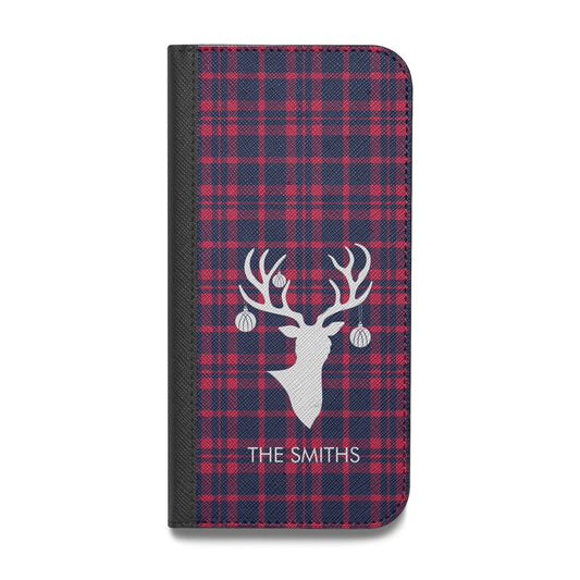 Tartan Stag Personalised Family Name Vegan Leather Flip Samsung Case