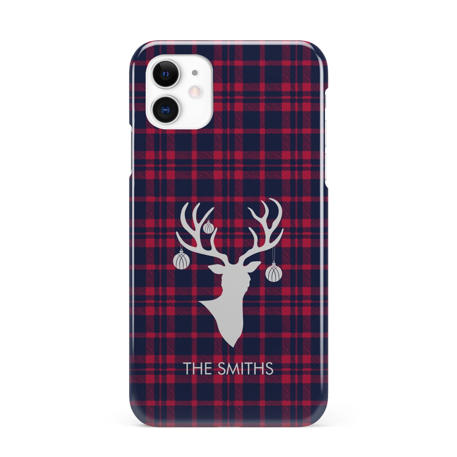 Tartan Stag Personalised Family Name iPhone 11 3D Snap Case