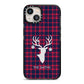 Tartan Stag Personalised Family Name iPhone 13 Black Impact Case on Silver phone