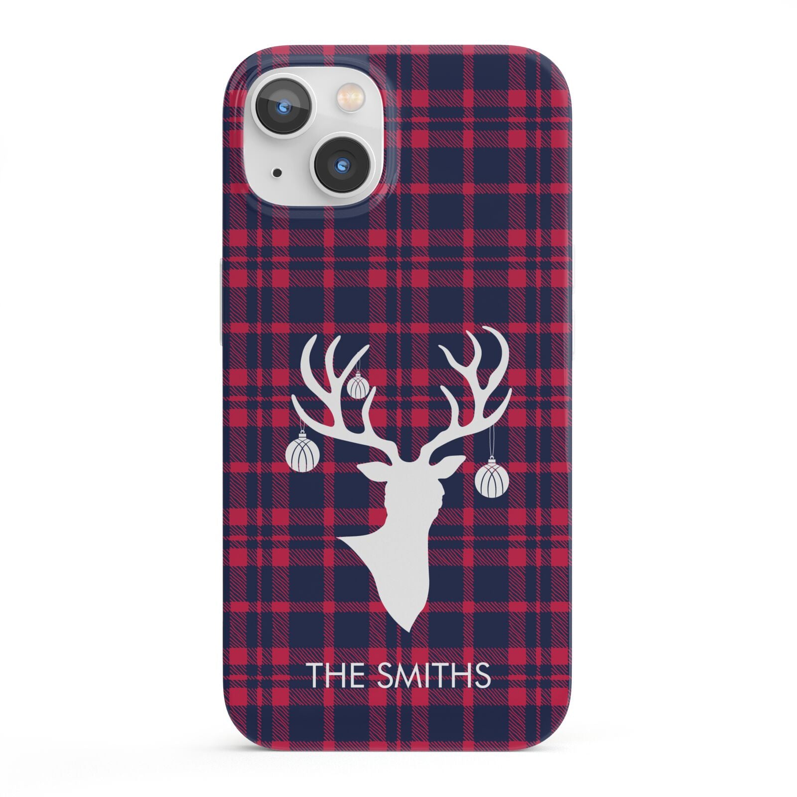Tartan Stag Personalised Family Name iPhone 13 Full Wrap 3D Snap Case