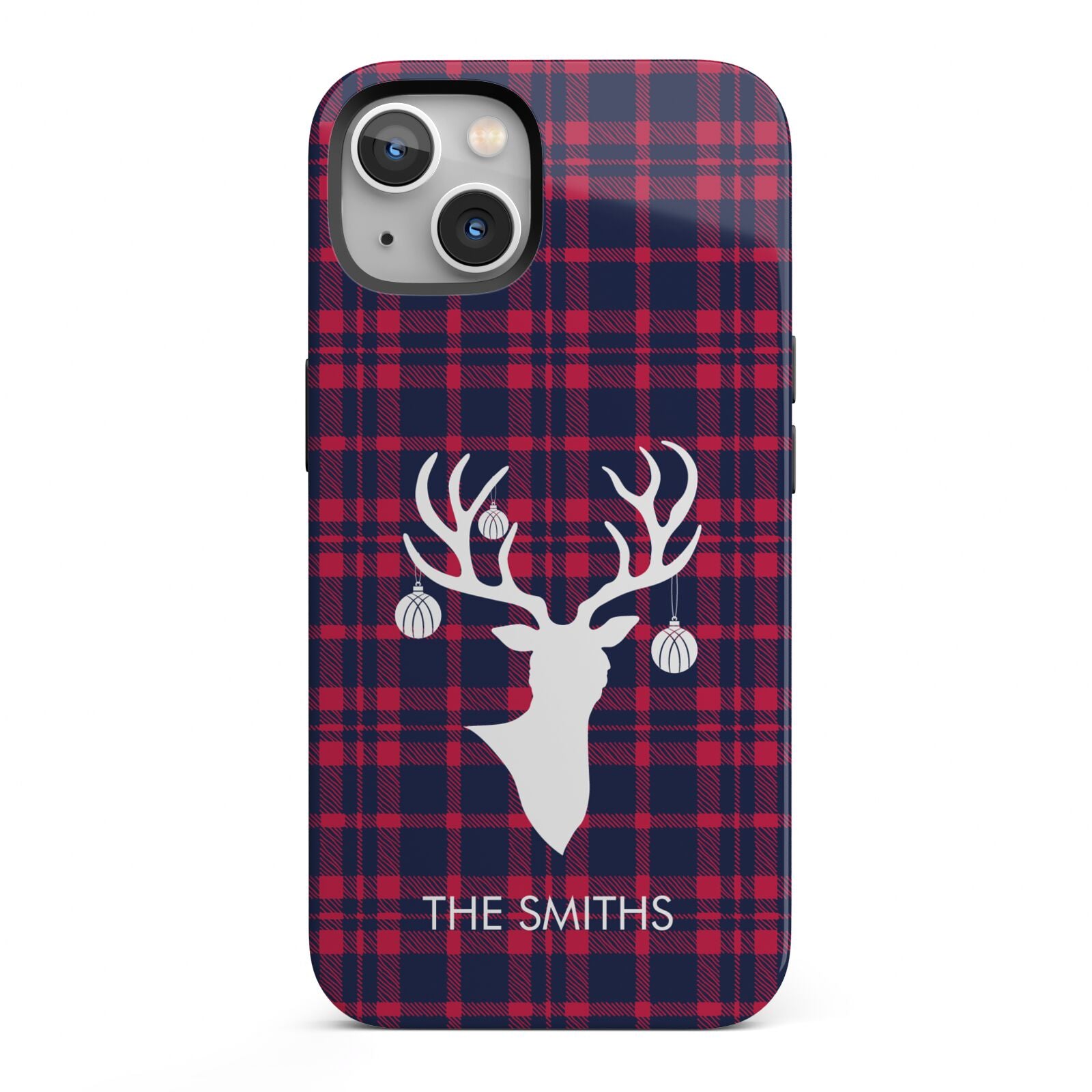 Tartan Stag Personalised Family Name iPhone 13 Full Wrap 3D Tough Case