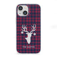 Tartan Stag Personalised Family Name iPhone 13 Mini Clear Bumper Case
