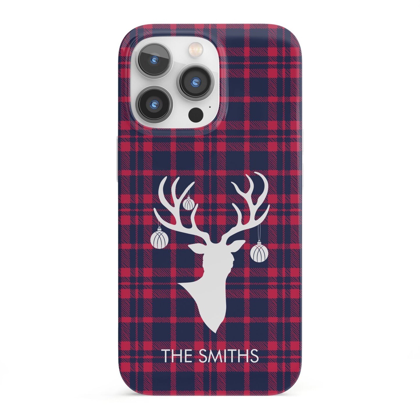 Tartan Stag Personalised Family Name iPhone 13 Pro Full Wrap 3D Snap Case