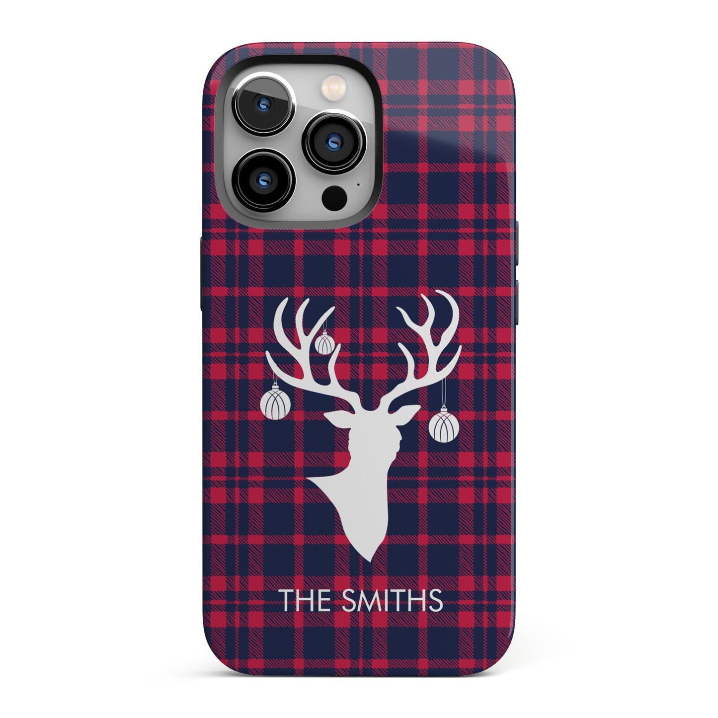 Tartan Stag Personalised Family Name iPhone 13 Pro Full Wrap 3D Tough Case
