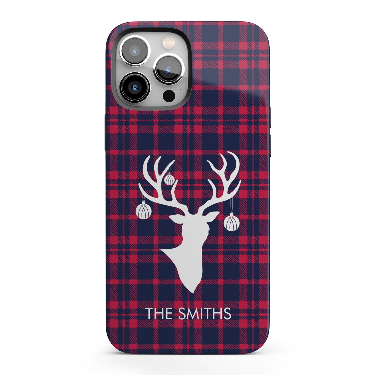 Tartan Stag Personalised Family Name iPhone 13 Pro Max Full Wrap 3D Tough Case