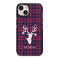 Tartan Stag Personalised Family Name iPhone 14 Black Impact Case on Silver phone