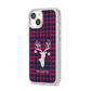 Tartan Stag Personalised Family Name iPhone 14 Glitter Tough Case Starlight Angled Image