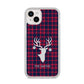 Tartan Stag Personalised Family Name iPhone 14 Plus Glitter Tough Case Starlight