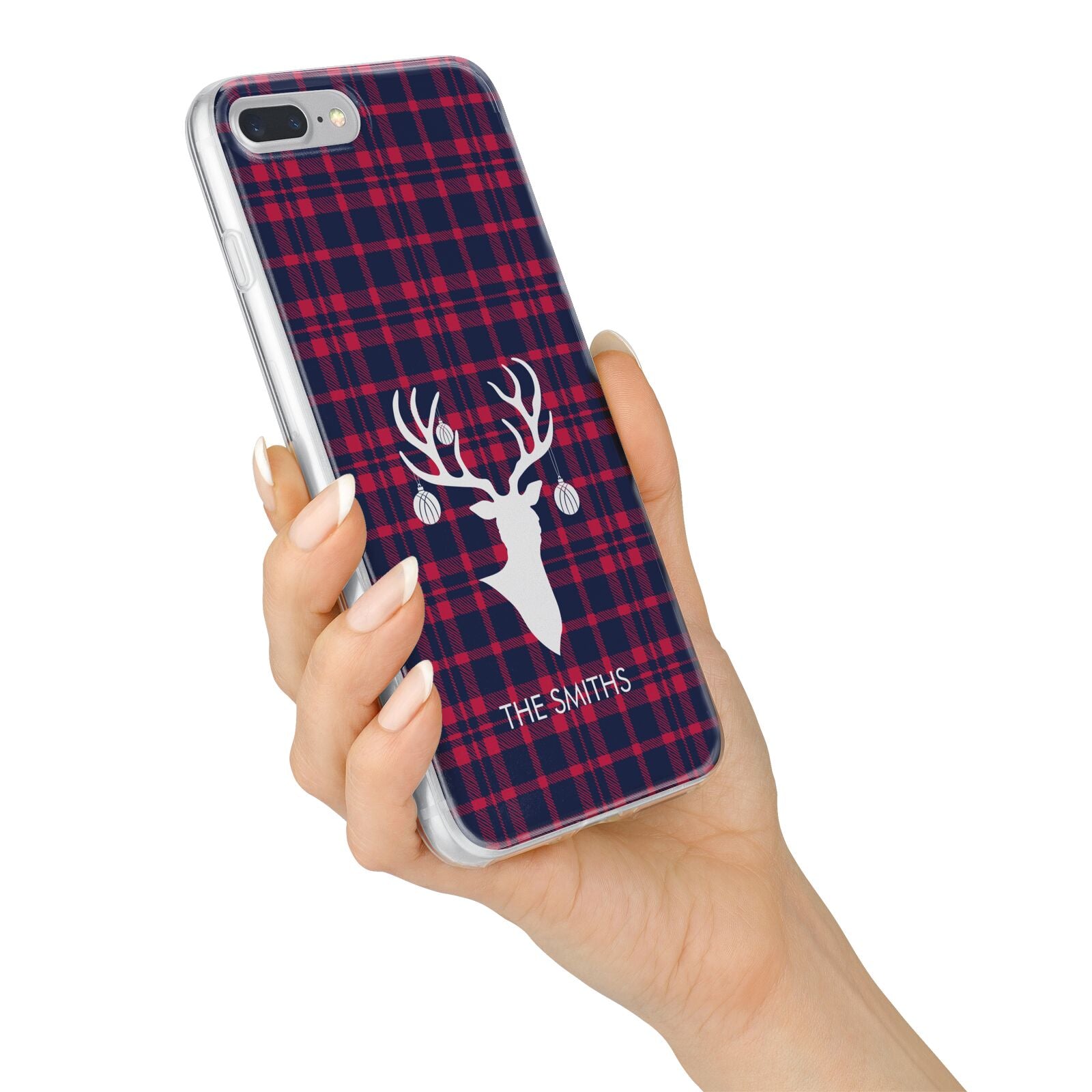 Tartan Stag Personalised Family Name iPhone 7 Plus Bumper Case on Silver iPhone Alternative Image