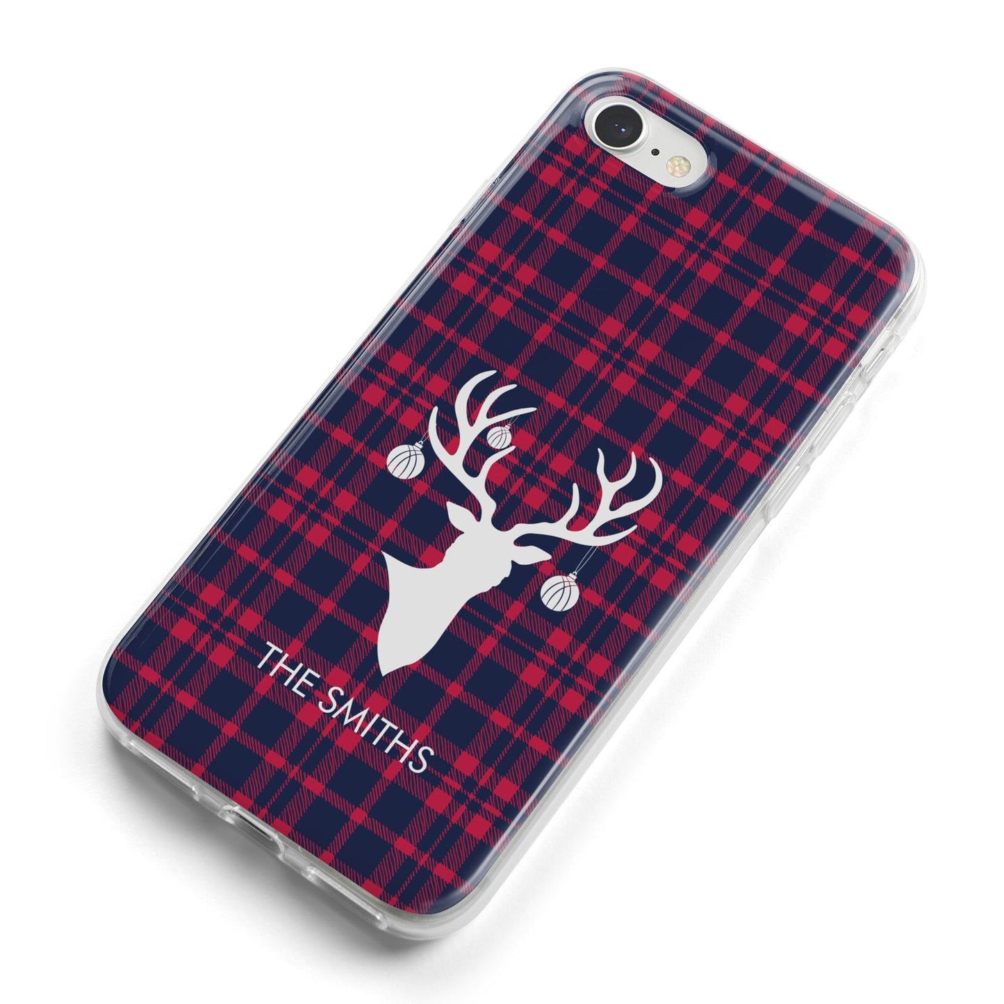 Tartan Stag Personalised Family Name iPhone 8 Bumper Case on Silver iPhone Alternative Image