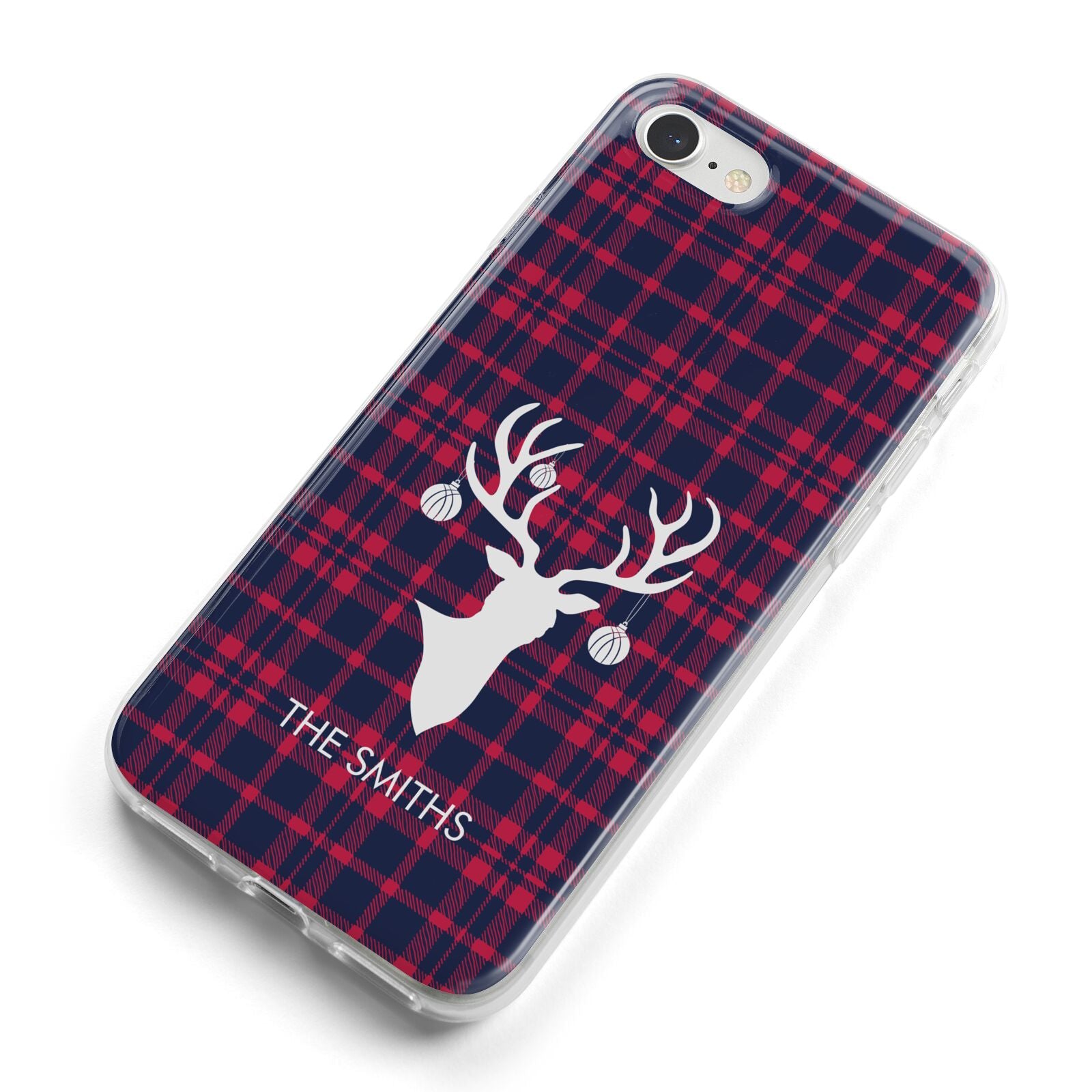 Tartan Stag Personalised Family Name iPhone 8 Bumper Case on Silver iPhone Alternative Image