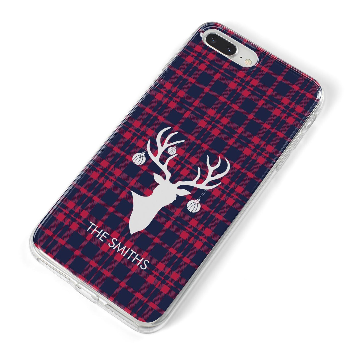 Tartan Stag Personalised Family Name iPhone 8 Plus Bumper Case on Silver iPhone Alternative Image