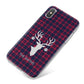 Tartan Stag Personalised Family Name iPhone X Bumper Case on Silver iPhone