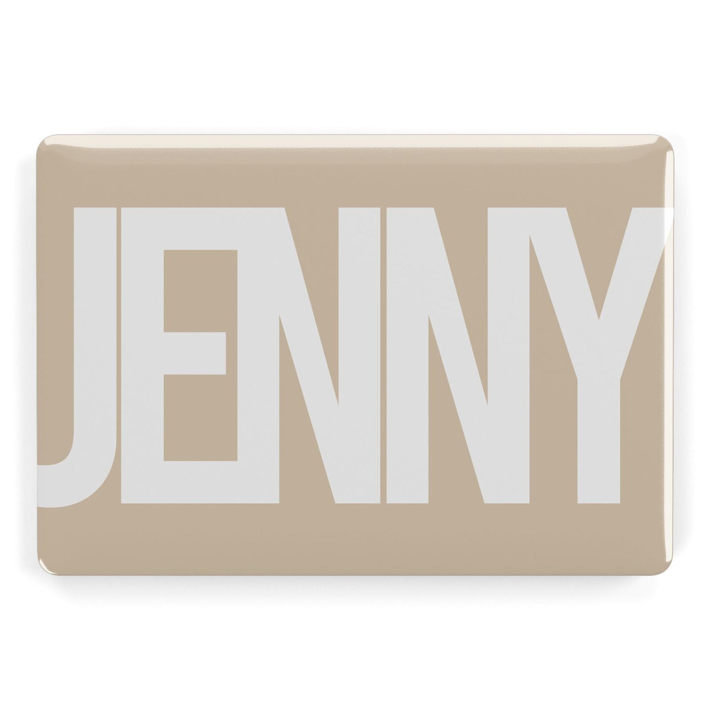 Taupe with Bold White Name Apple MacBook Case