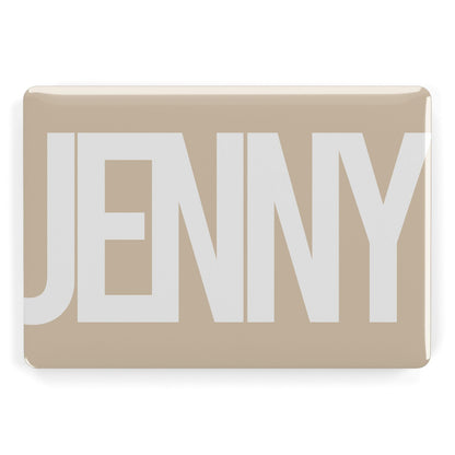 Taupe with Bold White Name Apple MacBook Case
