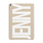 Taupe with Bold White Name Apple iPad Gold Case