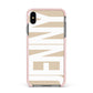 Taupe with Bold White Name Apple iPhone Xs Max Impact Case Pink Edge on Black Phone