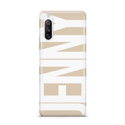 Taupe with Bold White Name Sony Xperia 10 III Case