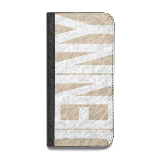 Taupe with Bold White Name Vegan Leather Flip Samsung Case