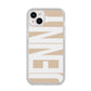 Taupe with Bold White Name iPhone 14 Plus Glitter Tough Case Starlight