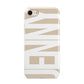 Taupe with Bold White Name iPhone 8 3D Tough Case on Gold Phone