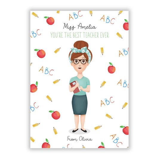 Teacher Personalised A5 Flat Greetings Card