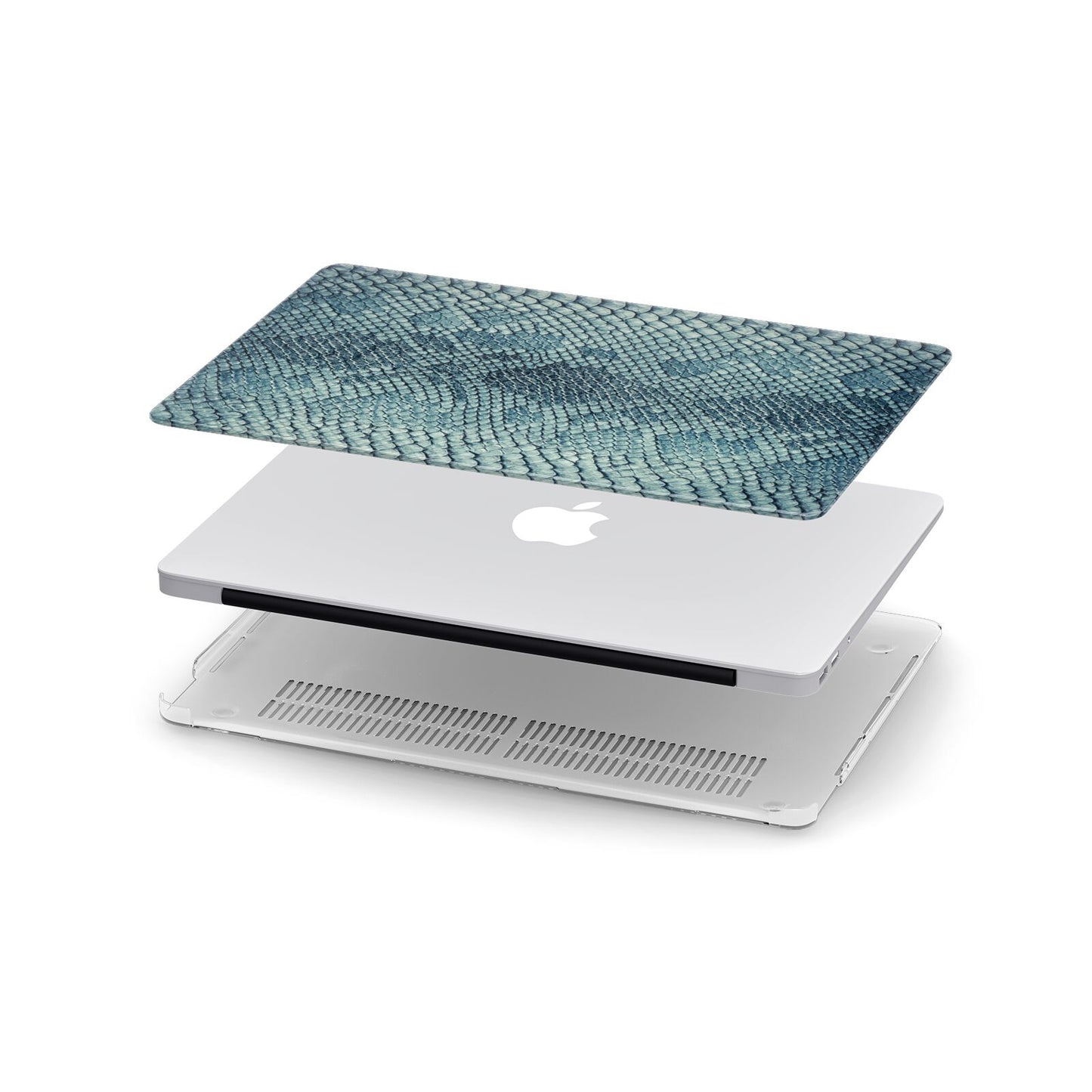 Teal Snakeskin Apple MacBook Case in Detail