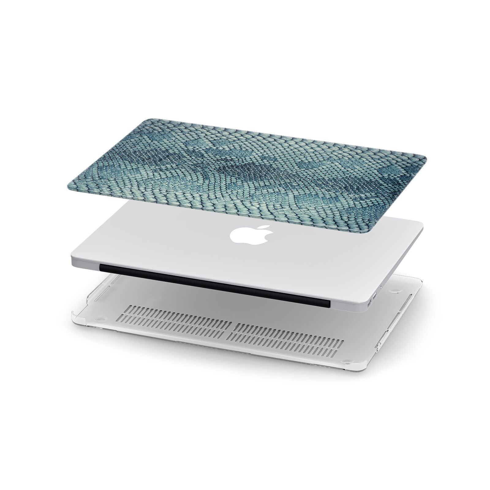 Teal Snakeskin Apple MacBook Case in Detail