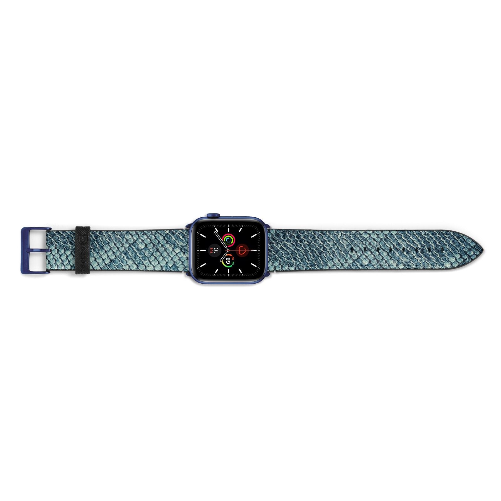 Teal Snakeskin Apple Watch Strap Landscape Image Blue Hardware