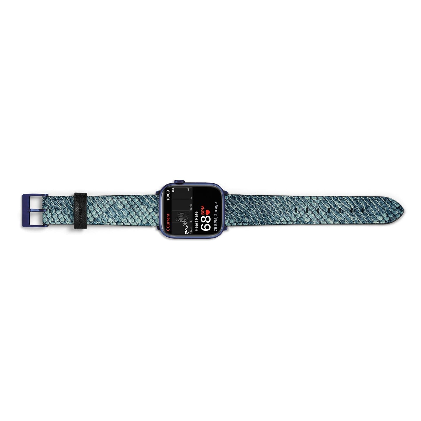 Teal Snakeskin Apple Watch Strap Size 38mm Landscape Image Blue Hardware