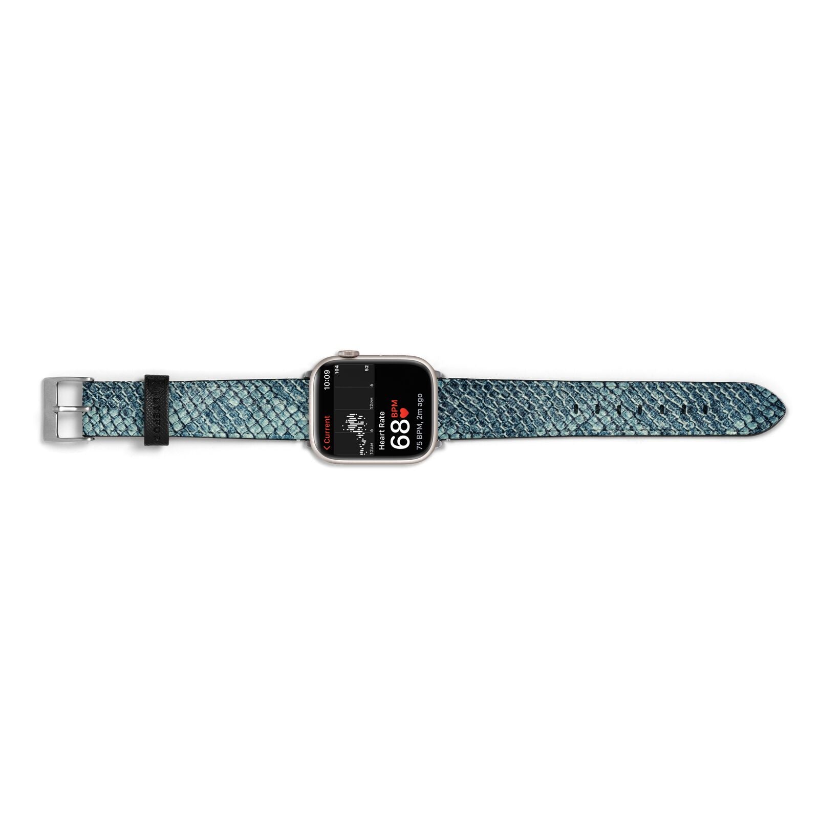 Teal Snakeskin Apple Watch Strap Size 38mm Landscape Image Silver Hardware