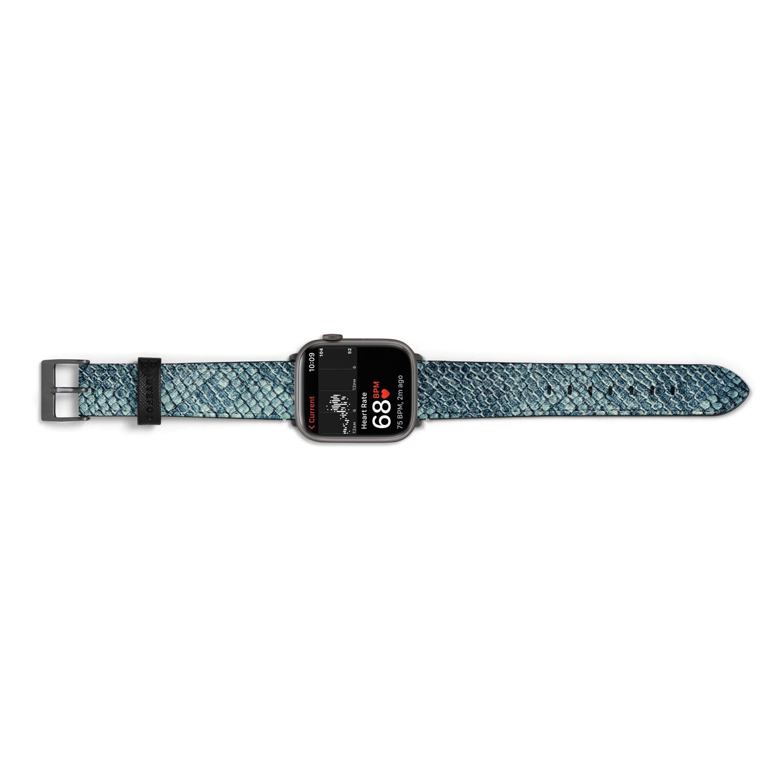 Teal Snakeskin Apple Watch Strap Size 38mm Landscape Image Space Grey Hardware