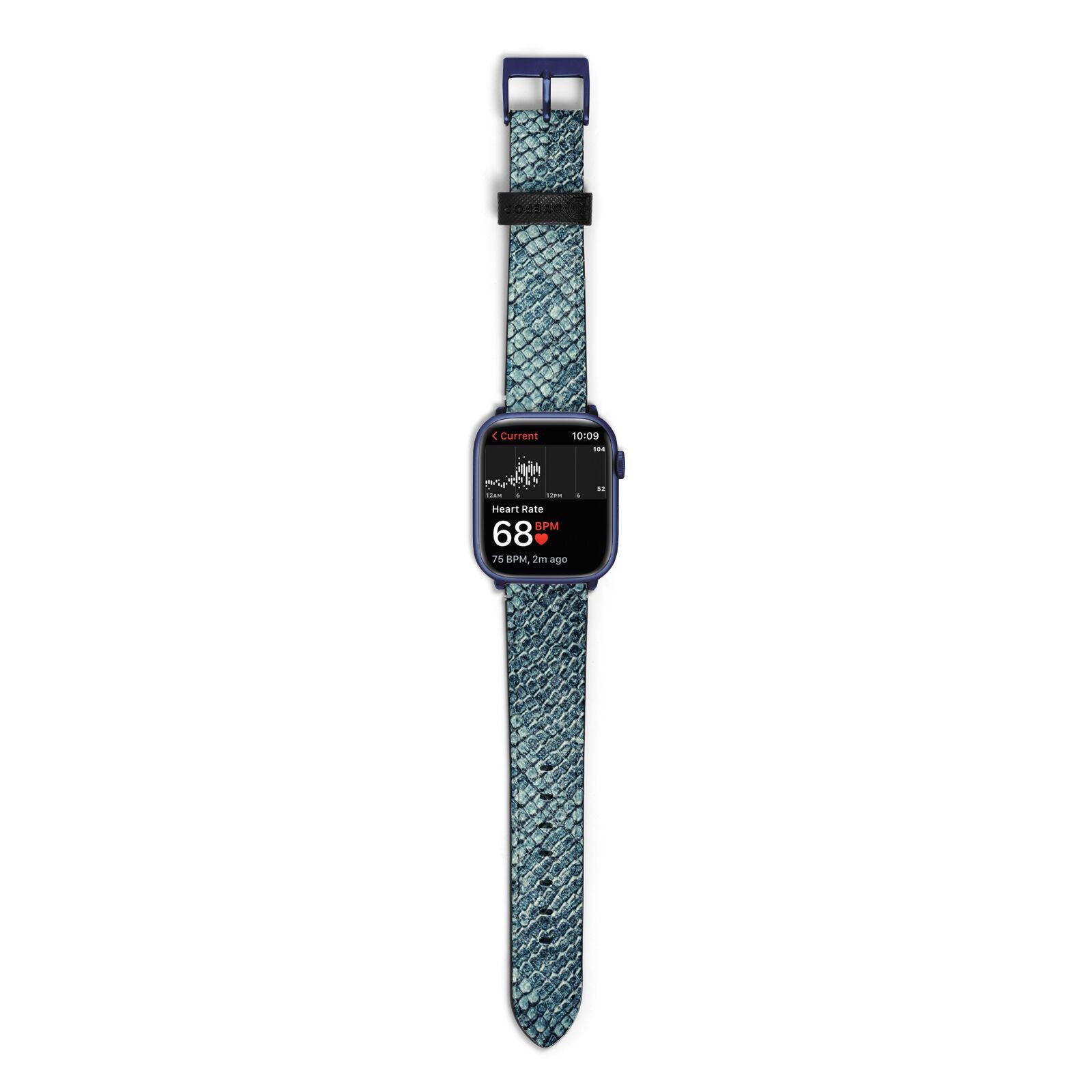 Teal Snakeskin Apple Watch Strap Size 38mm with Blue Hardware