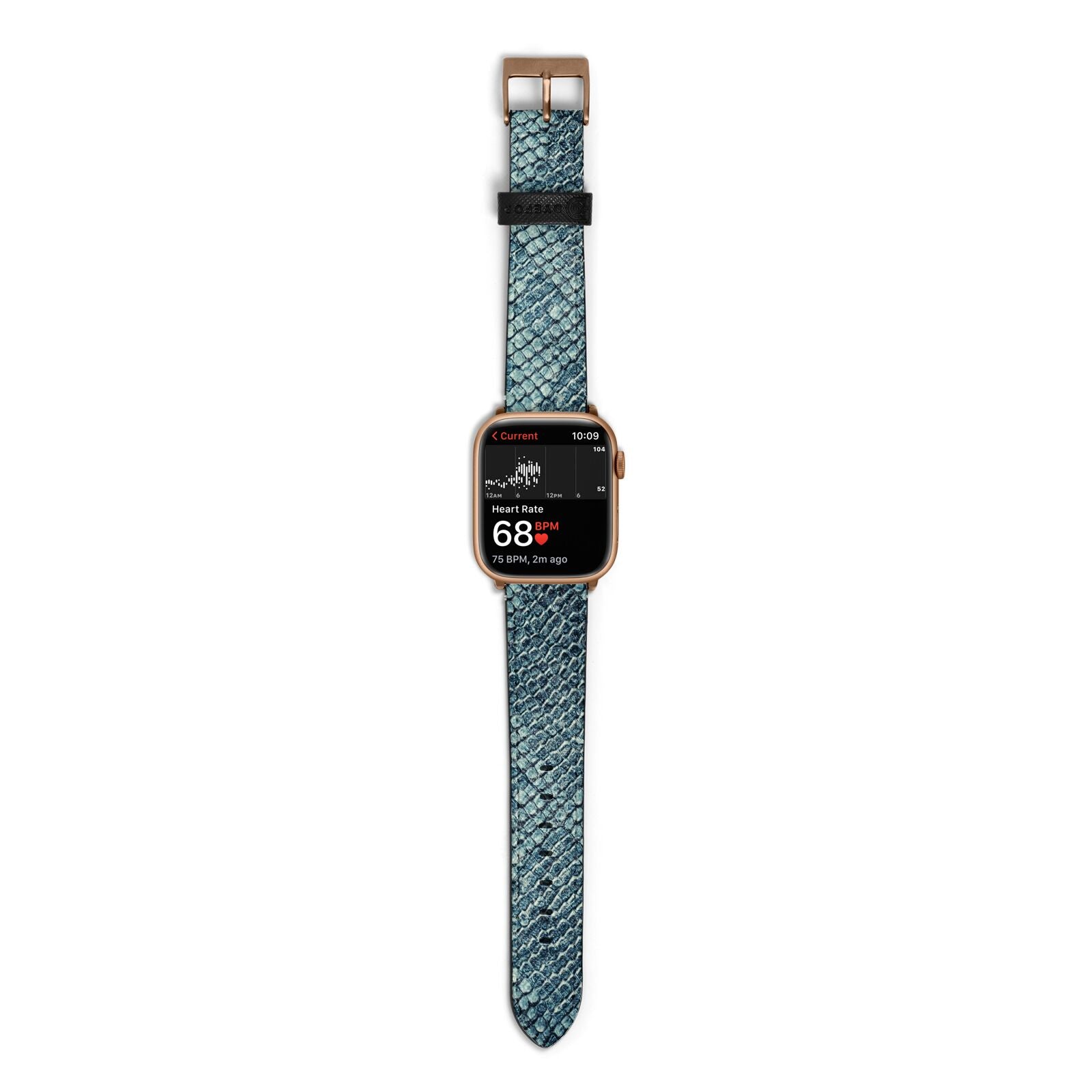Teal Snakeskin Apple Watch Strap Size 38mm with Gold Hardware