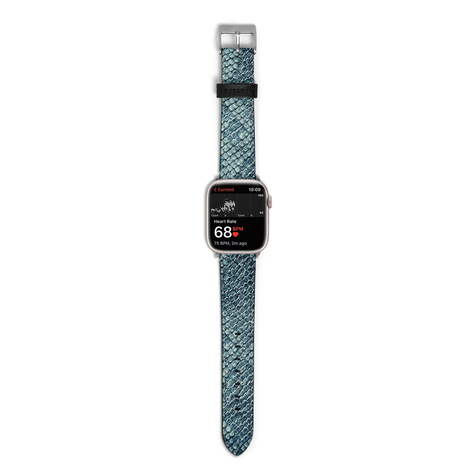 Teal Snakeskin Apple Watch Strap Size 38mm with Silver Hardware
