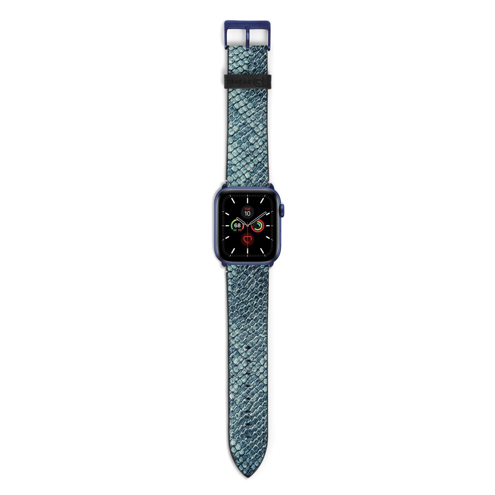 Teal Snakeskin Apple Watch Strap with Blue Hardware