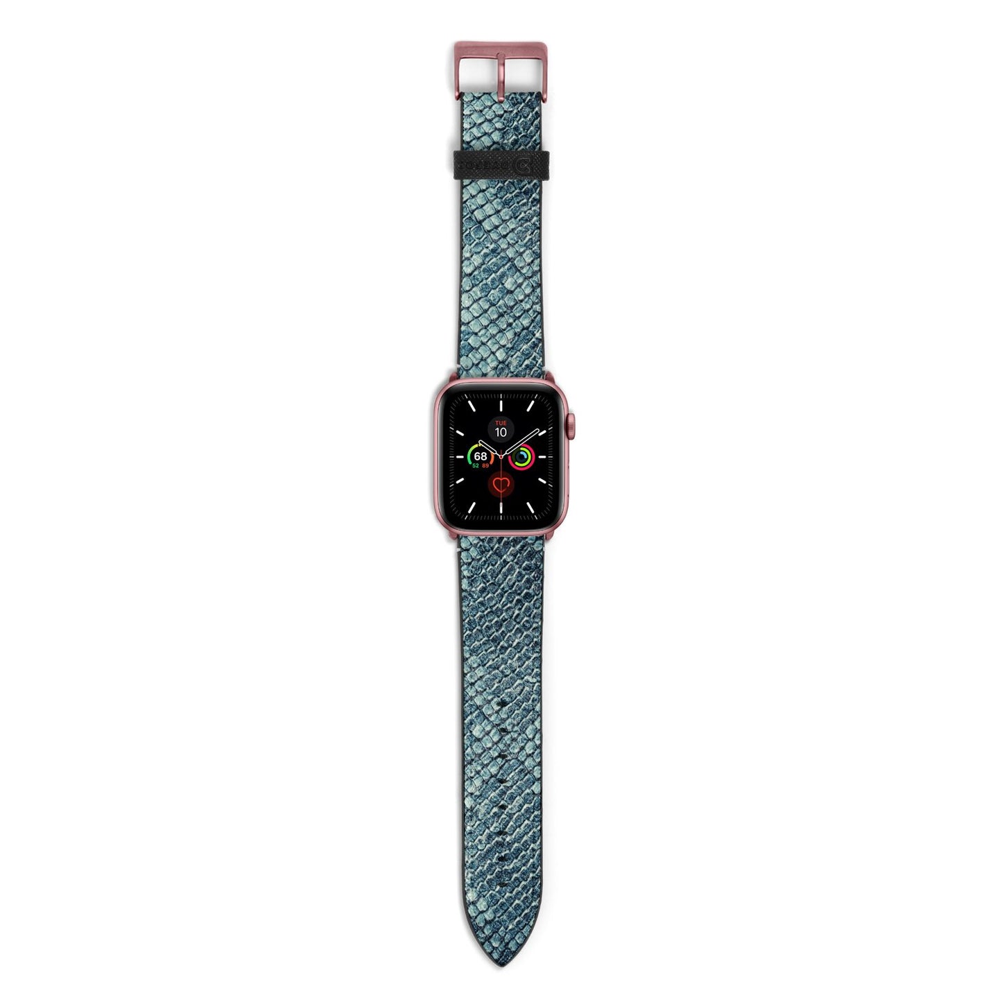 Teal Snakeskin Apple Watch Strap with Rose Gold Hardware