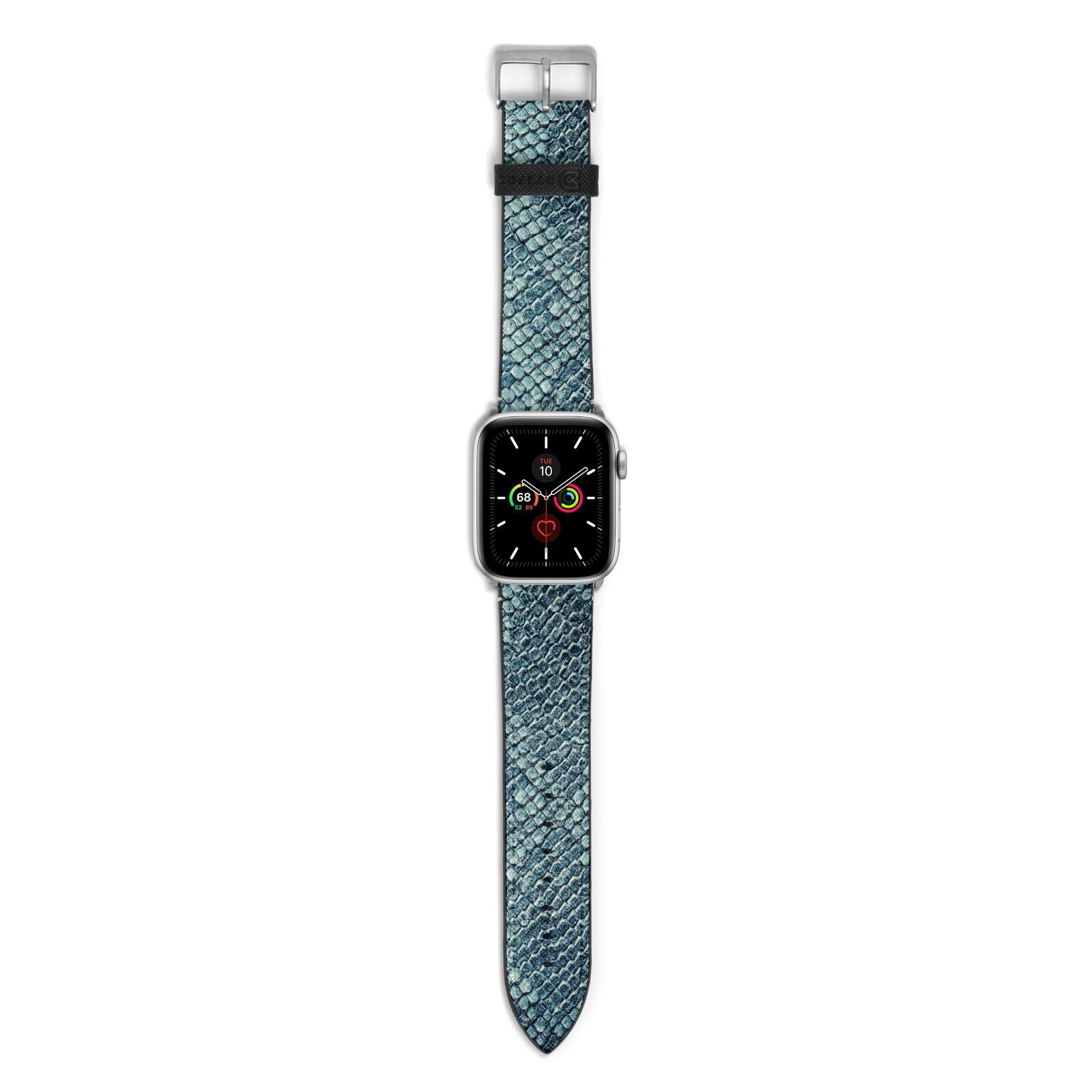 Teal Snakeskin Apple Watch Strap with Silver Hardware