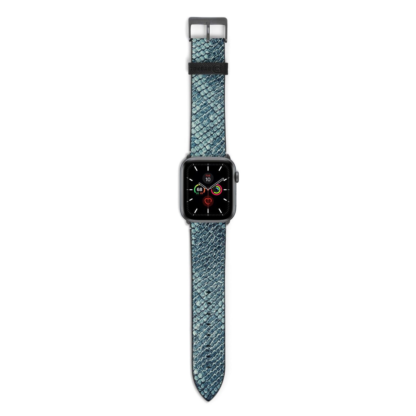 Teal Snakeskin Apple Watch Strap with Space Grey Hardware
