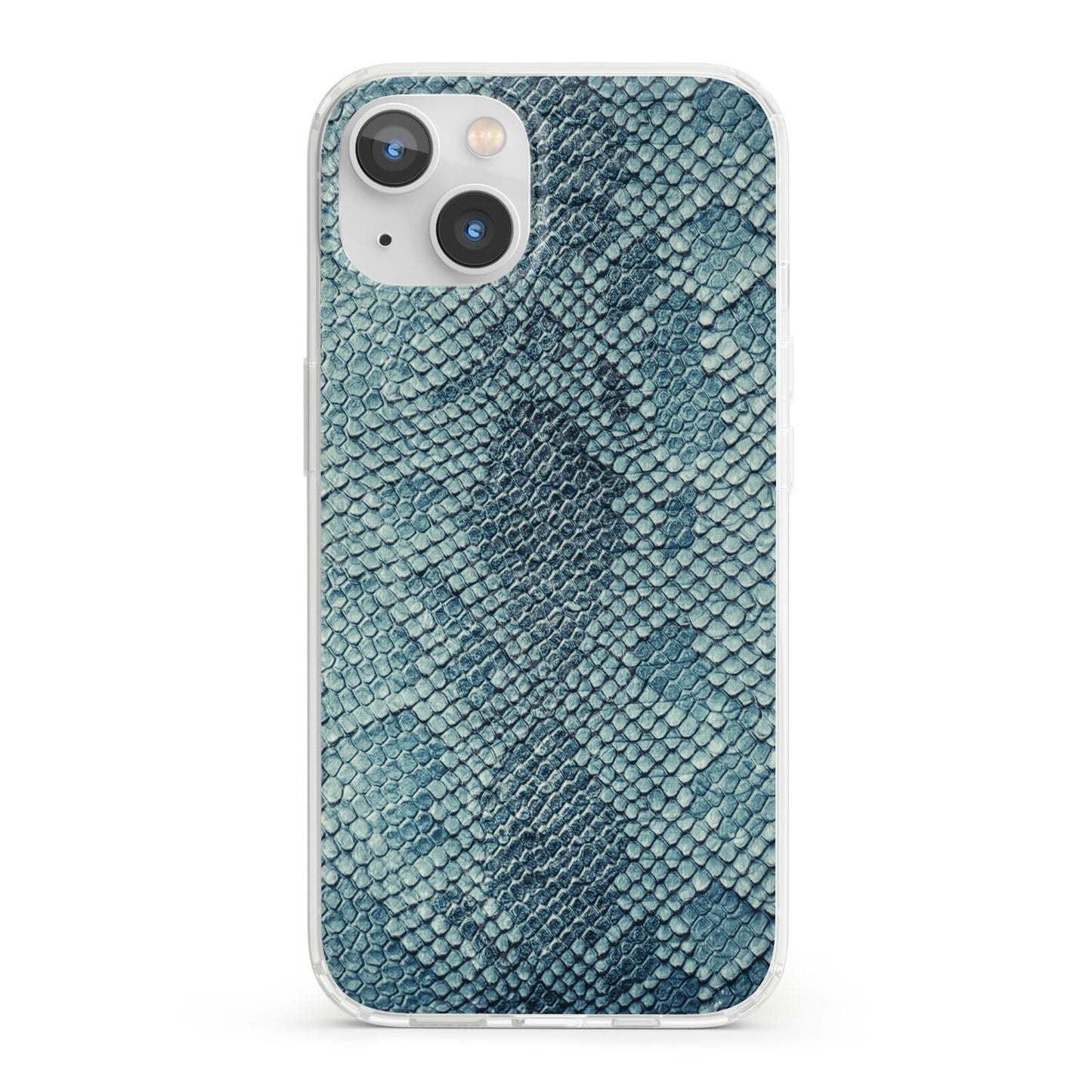 Teal Snakeskin iPhone 13 Clear Bumper Case
