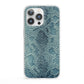 Teal Snakeskin iPhone 13 Pro Clear Bumper Case
