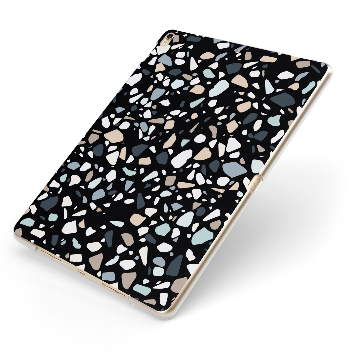 Terrazzo Apple iPad Case on Gold iPad Side View