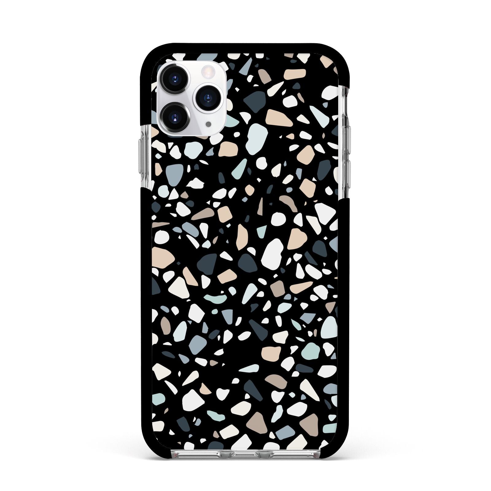 Terrazzo Apple iPhone 11 Pro Max in Silver with Black Impact Case
