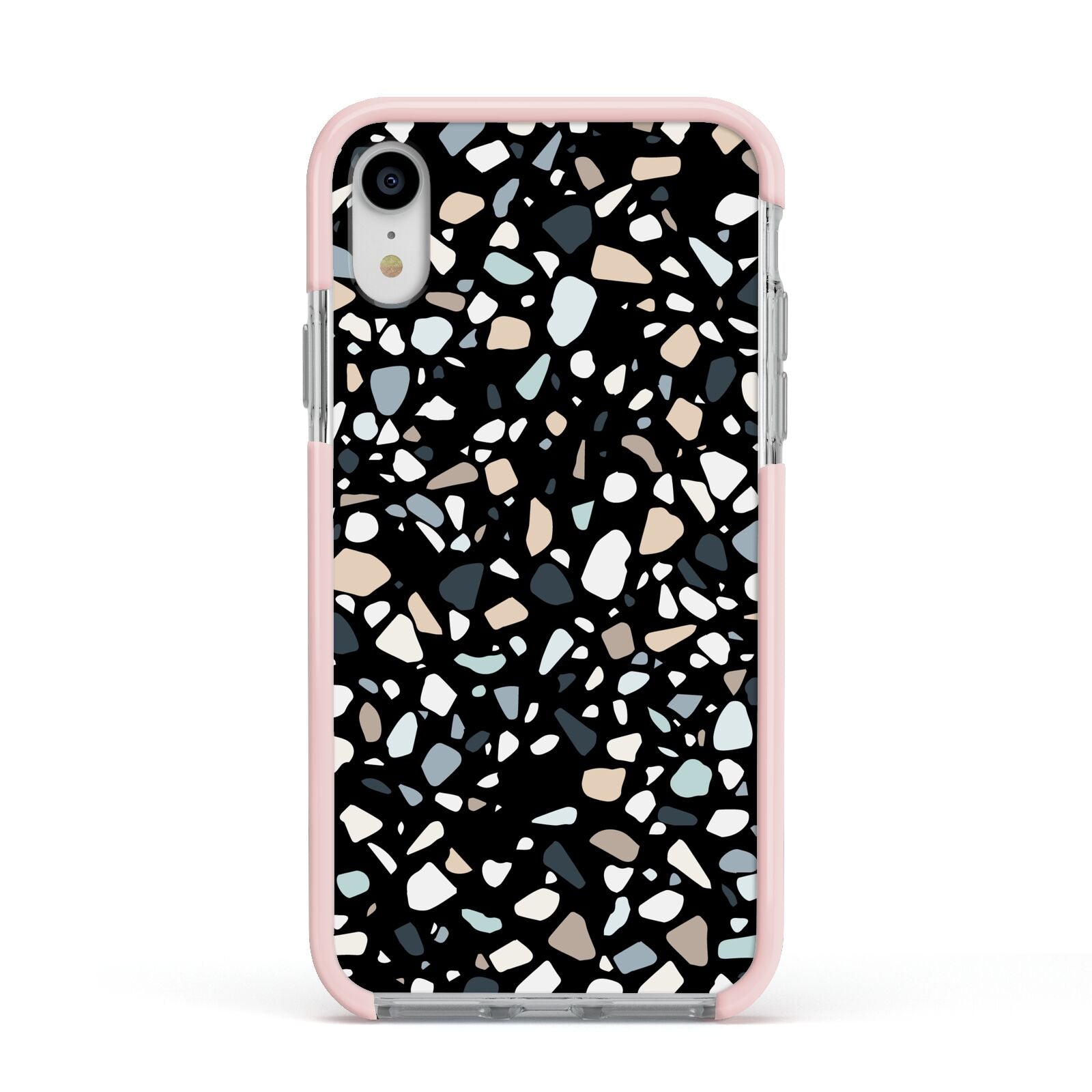Terrazzo Apple iPhone XR Impact Case Pink Edge on Silver Phone