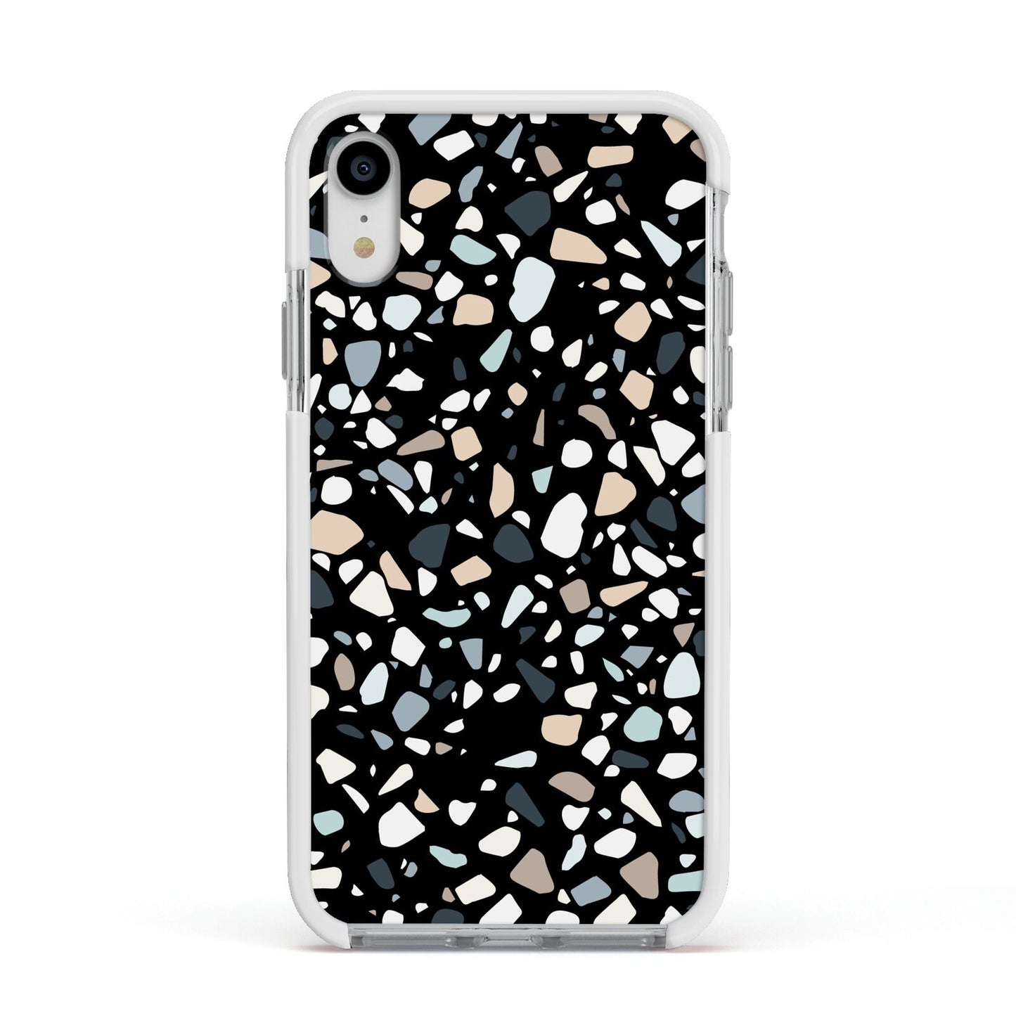 Terrazzo Apple iPhone XR Impact Case White Edge on Silver Phone