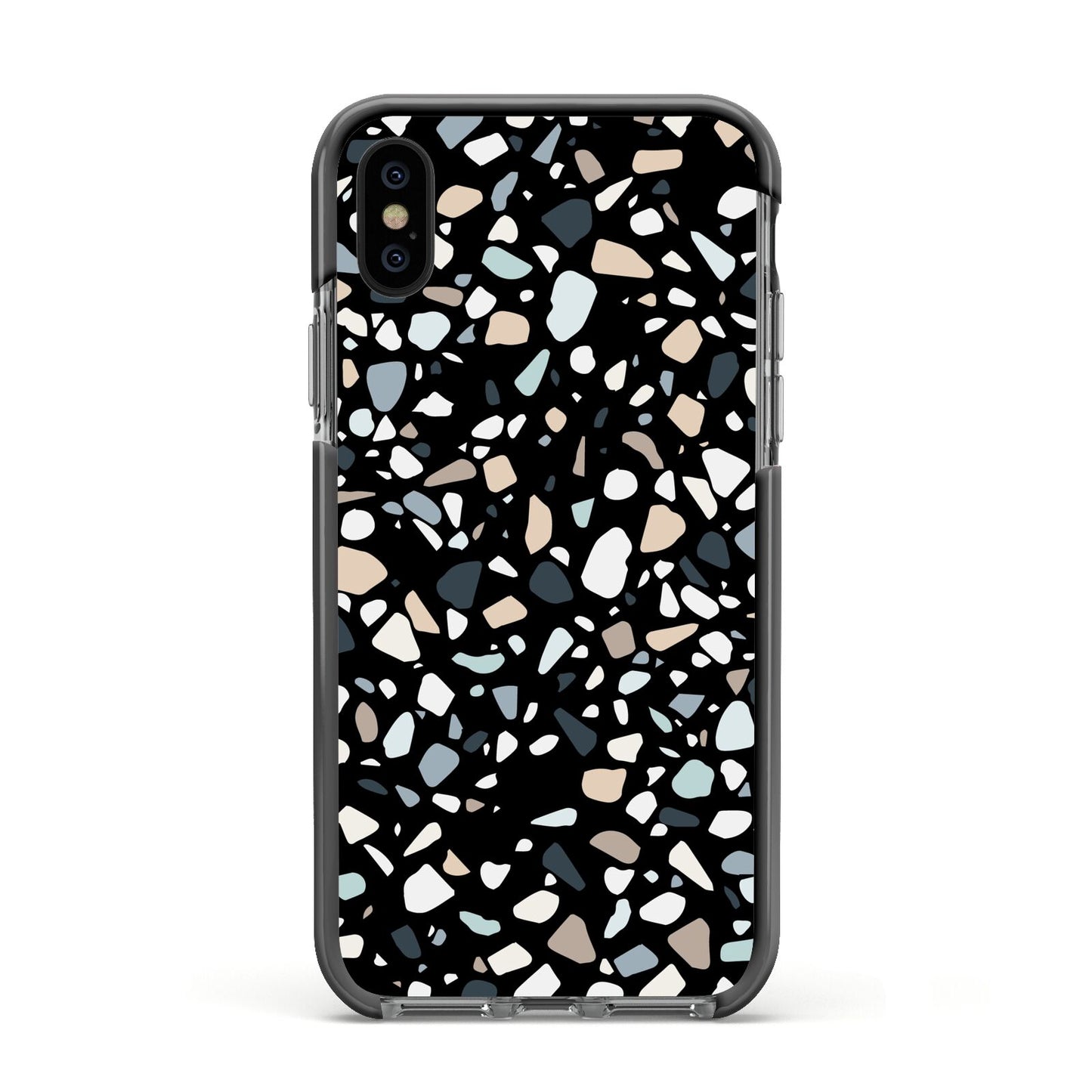 Terrazzo Apple iPhone Xs Impact Case Black Edge on Black Phone