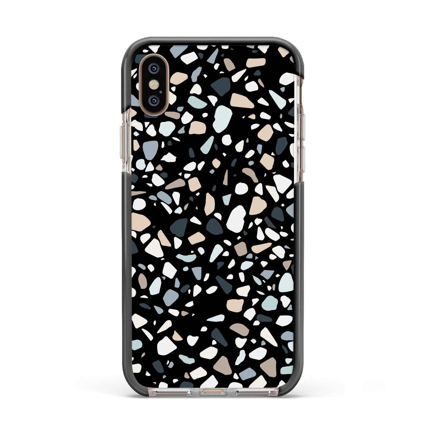 Terrazzo Apple iPhone Xs Impact Case Black Edge on Gold Phone