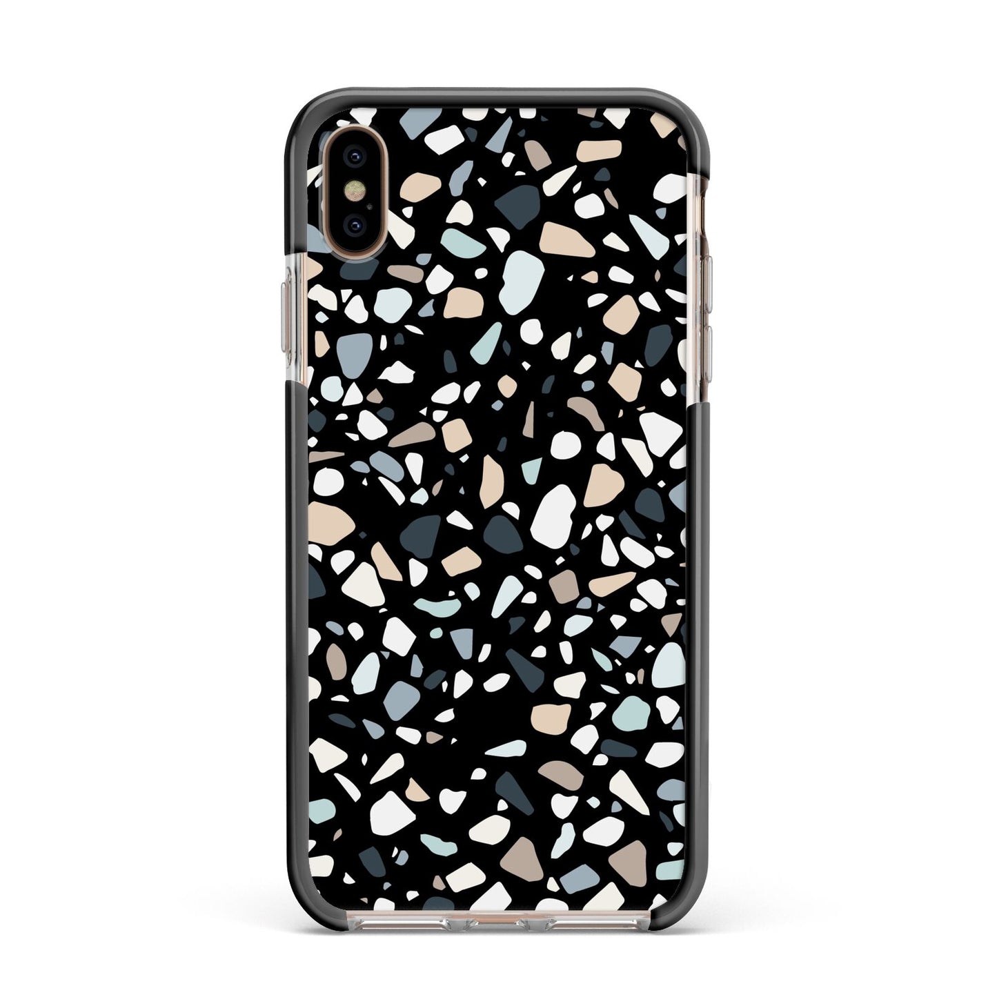 Terrazzo Apple iPhone Xs Max Impact Case Black Edge on Gold Phone