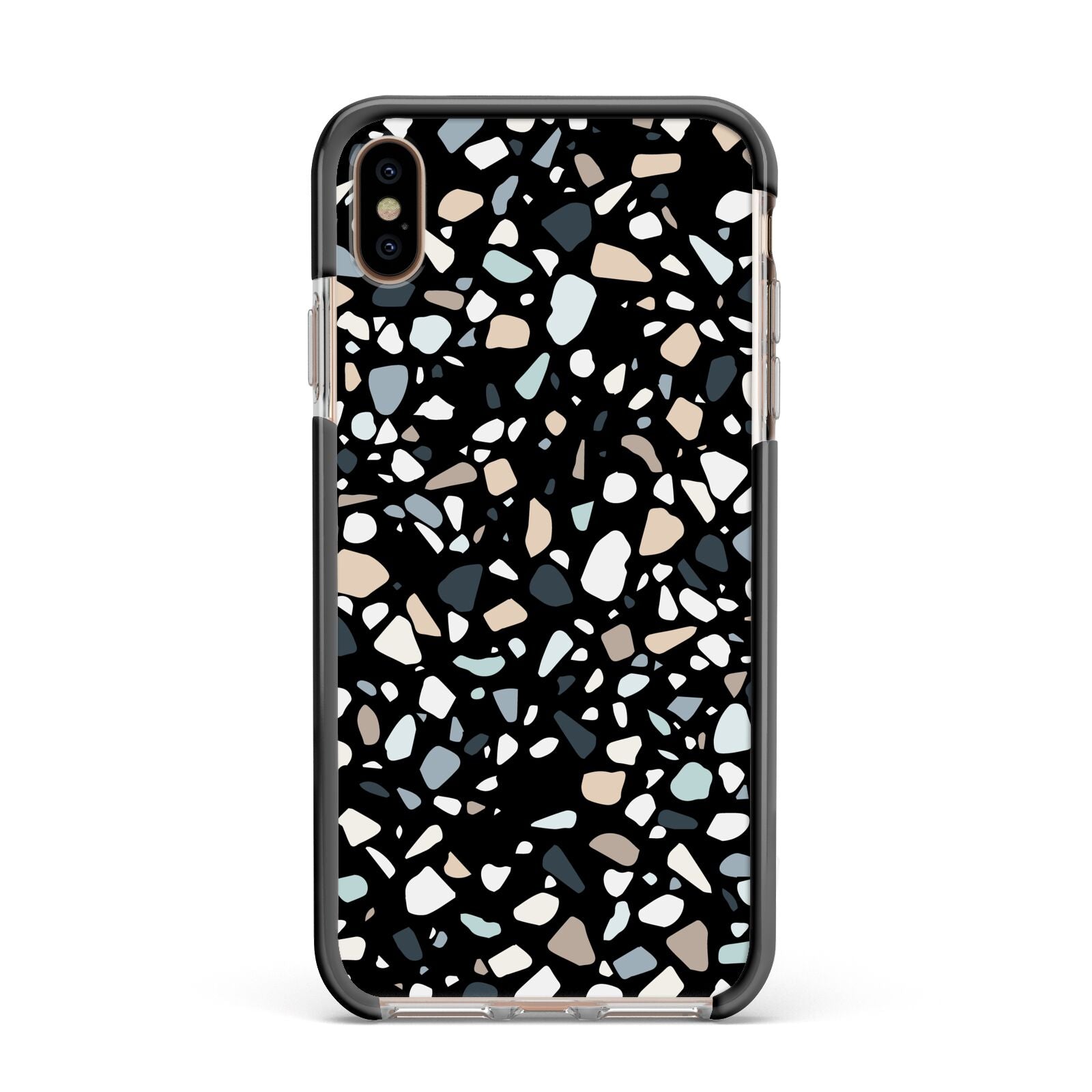 Terrazzo Apple iPhone Xs Max Impact Case Black Edge on Gold Phone